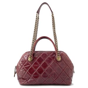 CHANEL Matelasse 2WAY Bowling Bag Bordeaux Leather