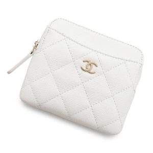 CHANEL Classic Zip Fragment Case WhiteAP2061 Caviar Leather