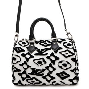 LOUIS VUITTON Speedy Bandouliere White/NoirM45563 Monogram Urs Fischer Size 25