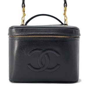 CHANEL CC Logo 2WAY Vanity Shoulder Bag BlackA06238 Caviar Leather