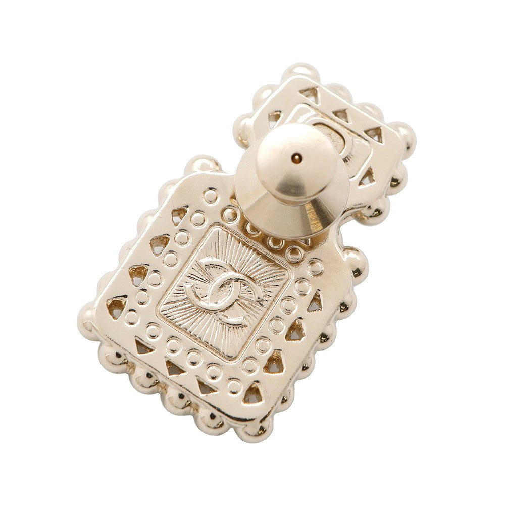 CHANEL Perfume motif pin Brooch Champagne Gold/WhiteAB7207 Metal Rhinestone Faux Pearl - Image 3