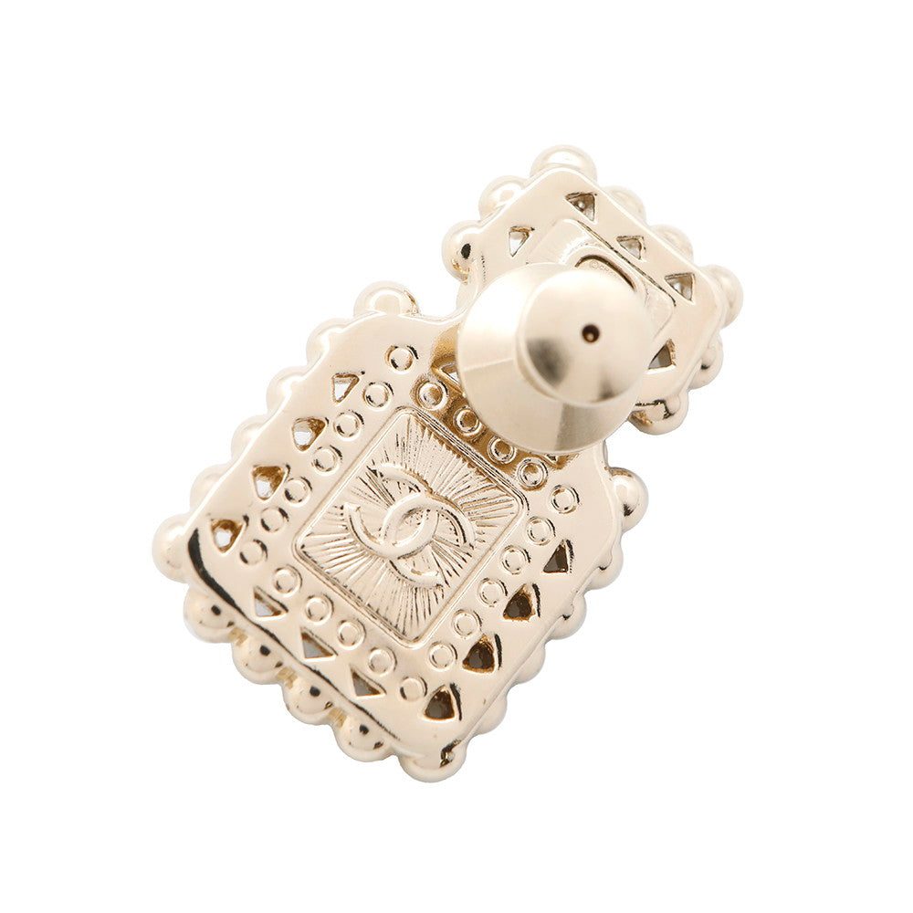 CHANEL Perfume motif pin Brooch Black/Champagne GoldAB7207 Metal Faux Pearl Rhinestone - Image 3