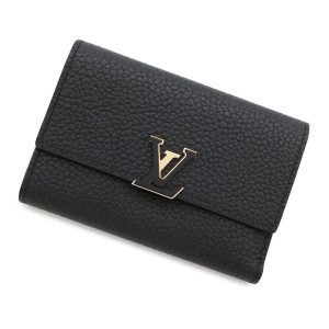 LOUIS VUITTON Portefeuille Capucine Compact Noir/Hot pinkM62157 Taurillon Leather