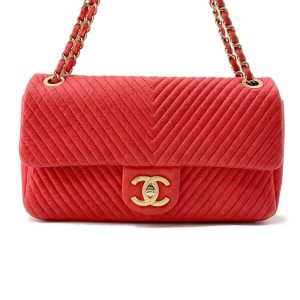 CHANEL Chevron ChainShoulder RedA92087 Leather