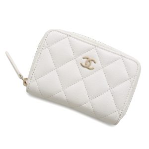 CHANEL Classic zip coin purse WhiteAP0216 Caviar Leather
