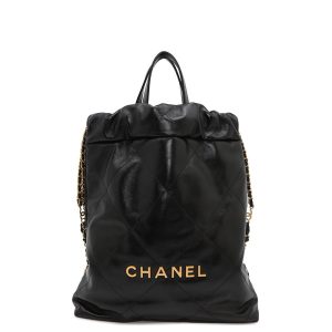 CHANEL CHANEL 22 Backpack BlackAS3859 Shiny Calf Leather Size Small