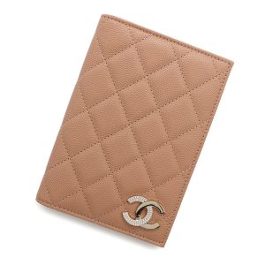 CHANEL Matelasse Passport Cover BeigeAP4182 Caviar Leather Rhinestone