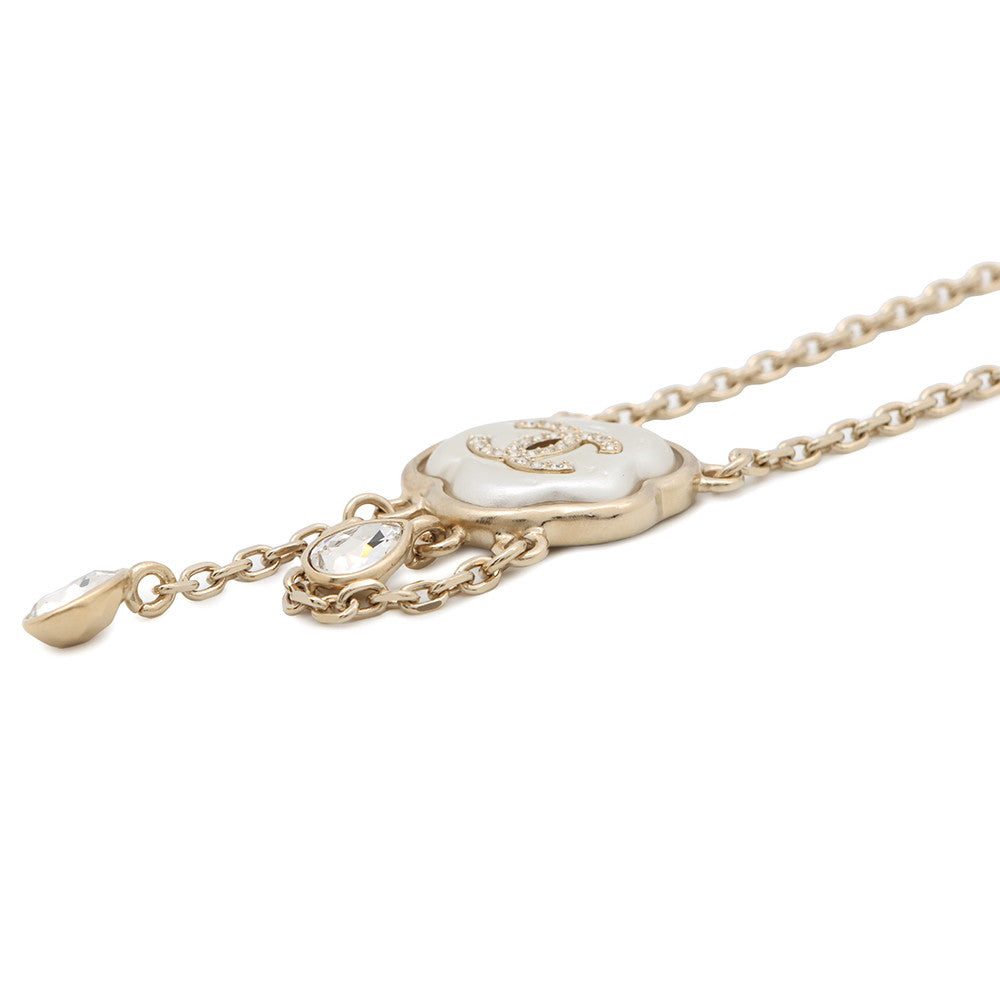 CHANEL CC Logo Cloud Design Necklace Gray/GoldABF889 Metal Faux Pearl Rhinestone - Image 2