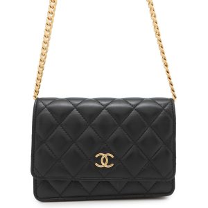 CHANEL Matelasse PearlChain Mini Chain Wallet BlackAP2932 Lambskin