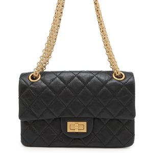 CHANEL 2.55 Chain Shoulder Bag BlackAS0874 Aged Calf Leather Size Mini