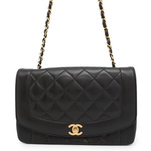 CHANEL Diana Matelasse ChainShoulder Bag BlackA01165 Lambskin Size 25