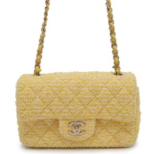 CHANEL Mini Matelasse ChainShoulder YellowA69900 Tweed Size 20