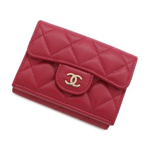 CHANEL Matelasse Classic Small Flap Wallet Pink redAP0230 Caviar Leather