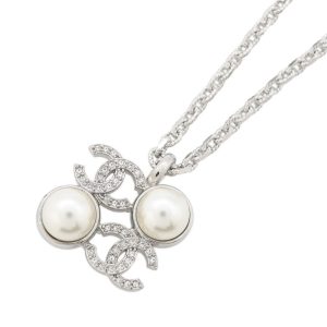 CHANEL CC Logo Faux Pearl NecklaceABF723 Metal Faux Pearl Rhinestone