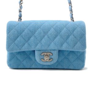 CHANEL Mini Matelasse ChainShoulder Bag BlueA69900 Denim Size 20