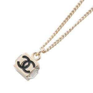 CHANEL Cube Necklace TransparentABE819 Metal strass