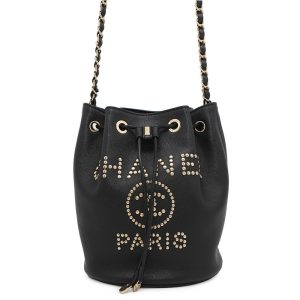 CHANEL DeauvilleShoulder Bag BlackAS1045 Calf Leather