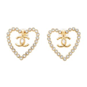 CHANEL Heart motif EarringsAB9926 Metal strass