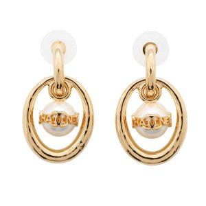 CHANEL Pearl logo Metal Faux Pearl