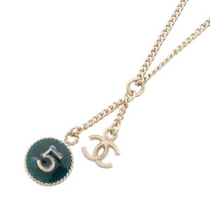 CHANEL NO.5 CC Logo Round Necklace GreenA63105 Metal