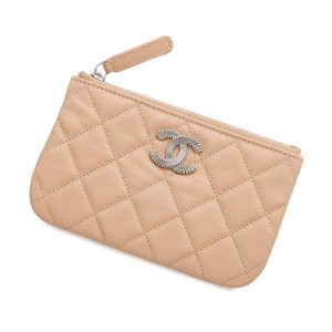 CHANEL CC Logo Matelasse Mini Pouch BeigeAP4335 Caviar Leather