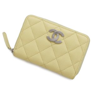 CHANEL Matelasse Coin purse YellowAP4332 Caviar Leather