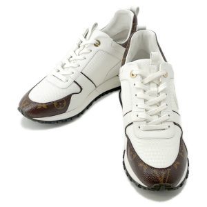 LOUIS VUITTON Run Awayã»Sneakers White1A4XNO Calf Leather Monogram Size 39 1/2