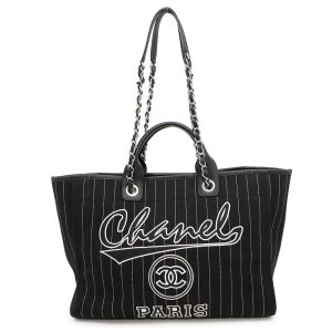 CHANEL Deauville 2WAY ChainTote Bag Black/WhiteA66941 Canvas Leather Size MM