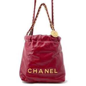 CHANEL CHANEL22 ChainShoulder Bag RedAS3980 Calf Leather Size Mini