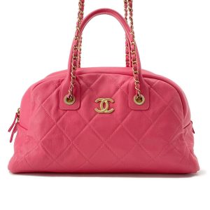 CHANEL Matelasse Bowling Bag PinkAS2223 Calf Leather
