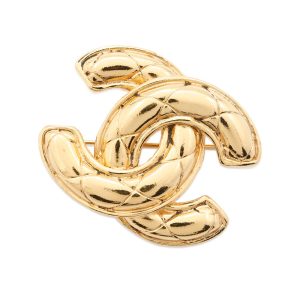 CHANEL Matelasse CC LogoBrooch Gold Metal