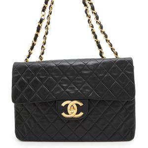 CHANEL Jumbo Matelasse ChainShoulder Bag BlackA01094 Lambskin Size 34