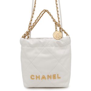 CHANEL CHANEL22 ChainShoulder Bag WhiteAS3980 Shiny Calf Leather Size Mini