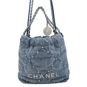 CHANEL CHANEL22 ChainShoulder Bag BlueAS3980 Denim Size Mini