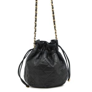 CHANEL ChainDrawstring BagBag Black Lambskin