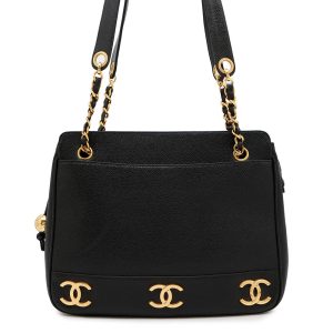 CHANEL Chain Tote Bag BlackA03675 Caviar Leather