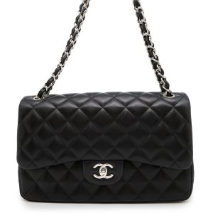 CHANEL Matelasse W Flap ChainShoulder Bag BlackA58600 Lambskin Size 30