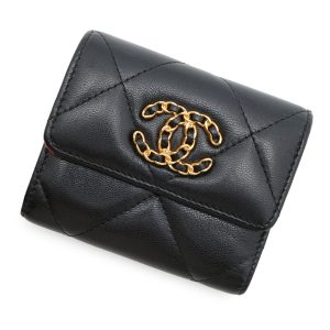 CHANEL 19 Flap Tri-fold Compact Wallet BlackAP1064 Lambskin