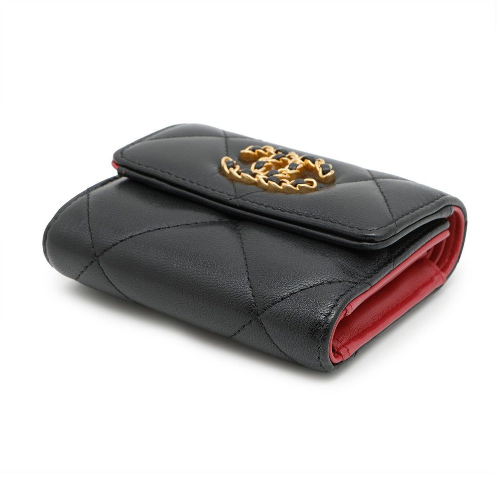 CHANEL 19 Flap Tri-fold Compact Wallet BlackAP1064 Lambskin - Image 2