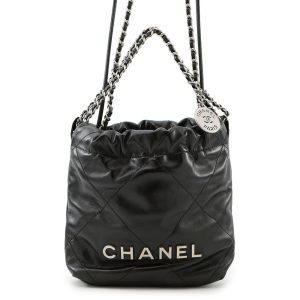 CHANEL CHANEL22 ChainShoulder Bag BlackAS3980 Shiny Calf Leather Size Mini