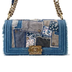 CHANEL Boy Chanel Patchwork ChainShoulder Bag BlueA92867 Denim