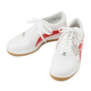 LOUIS VUITTON Supreme Collaboration Sneakers White/Red Leather Size 6