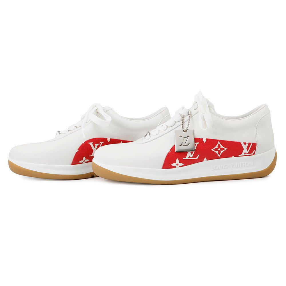 LOUIS VUITTON Supreme Collaboration Sneakers White/Red Leather Size 6 - Image 2