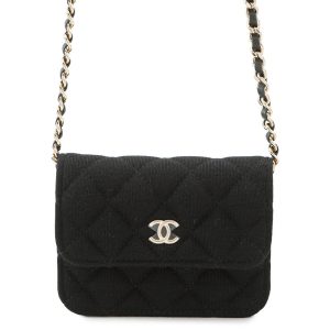 CHANEL Matelasse ChainShoulder Black Jersey Leather Size Mini mini