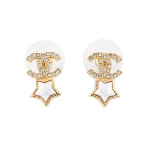 CHANEL CC Logo Rhinestone Earrings GoldABC823 Gold Plated Rhinestone