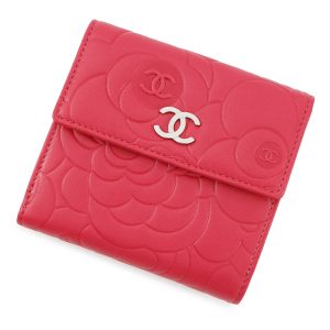 CHANEL Camellia W Hook Wallet Wallet Pink/PurpleA47422 Lambskin
