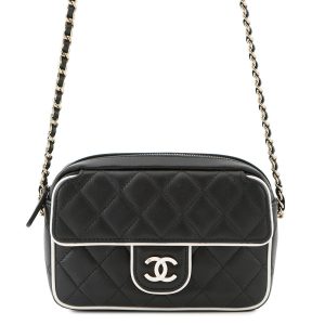 CHANEL Matelasse ChainClutch Bag Black/WhiteAP4516 Lambskin