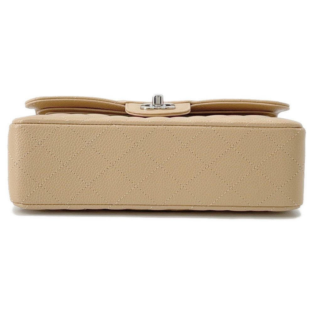 CHANEL Matelasse W Flap ChainShoulder Bag BeigeA01113 Caviar Leather Size 23 - Image 3