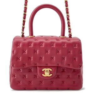 CHANEL Coco Handle 2WAY Handbag RedA98724 Lambskin Size Small