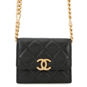 CHANEL Matelasse ChainClutch BlackAP2629 Caviar Leather